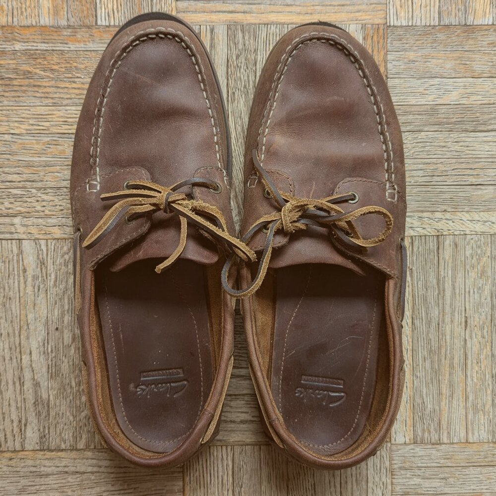 Clarks Port View Boat Shoe, Mens, Mahogany Leather, 11 US